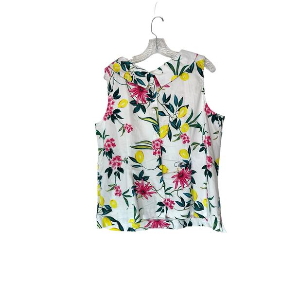 RSVP by Talbots Plus Blouse Spring Summer Floral Lemon Print Buttons Size 18 - Picture 8 of 10